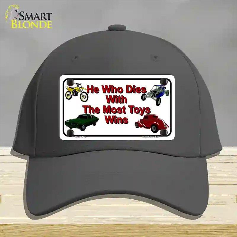 He With The Most Toys Wins Novelty License Plate Hat Cotton / Charcoal