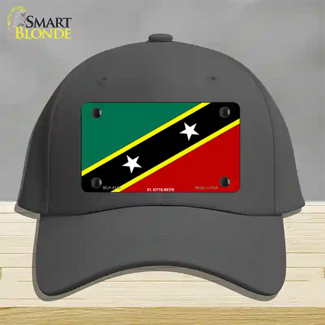 St Kitts-Nevis Flag Novelty License Plate Hat Cotton / Charcoal