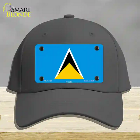 St Lucia Flag Novelty License Plate Hat Cotton / Charcoal