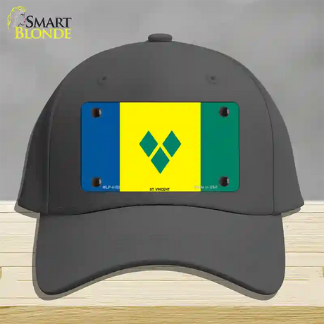 St Vincent Flag Novelty License Plate Hat Cotton / Charcoal