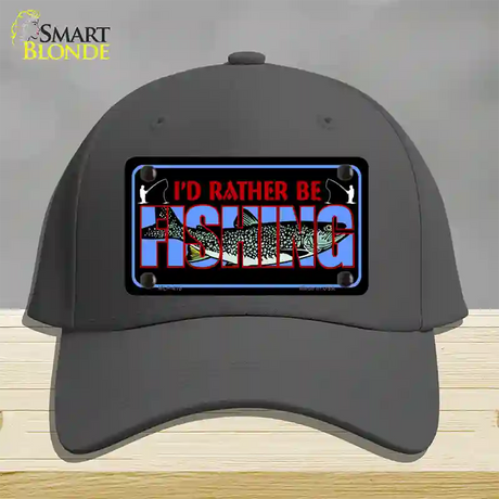 Rather Be Fishing Novelty License Plate Hat Cotton / Charcoal