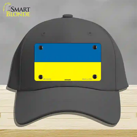 Ukraine Flag Novelty License Plate Hat Cotton / Charcoal