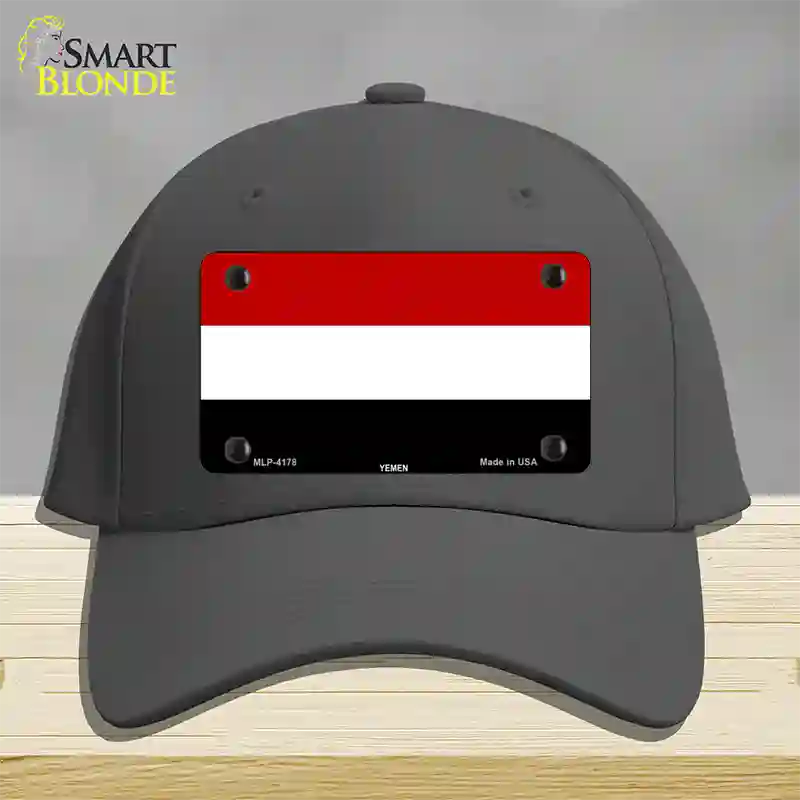 Yemen Flag Novelty License Plate Hat Cotton / Charcoal