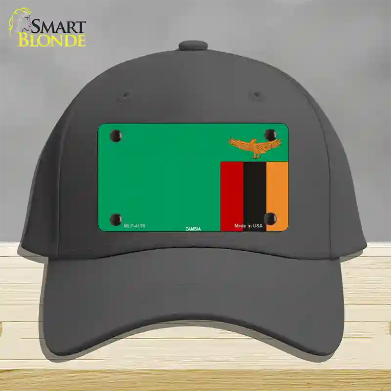 Zambia Flag Novelty License Plate Hat Cotton / Charcoal