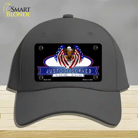 America Justice Served Novelty License Plate Hat Cotton / Charcoal