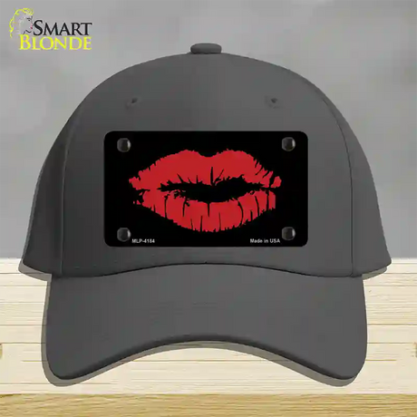 Full Red Lips Novelty License Plate Hat Cotton / Charcoal