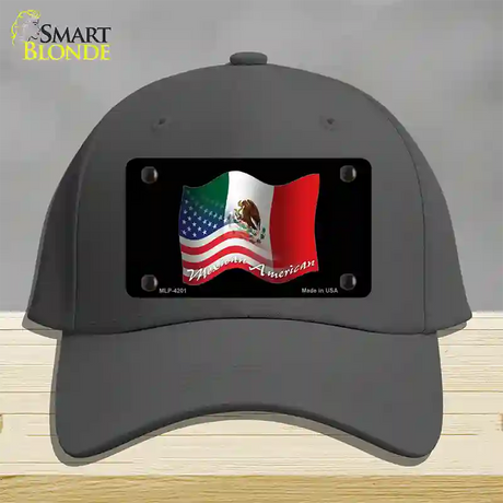 Mexican American Flag Novelty License Plate Hat Cotton / Charcoal