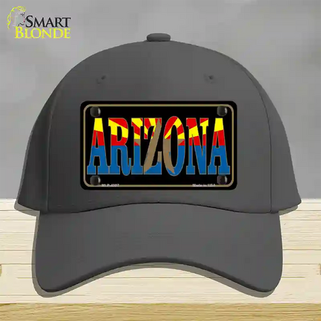 Arizona Inlayed State Flag Novelty License Plate Hat Cotton / Charcoal