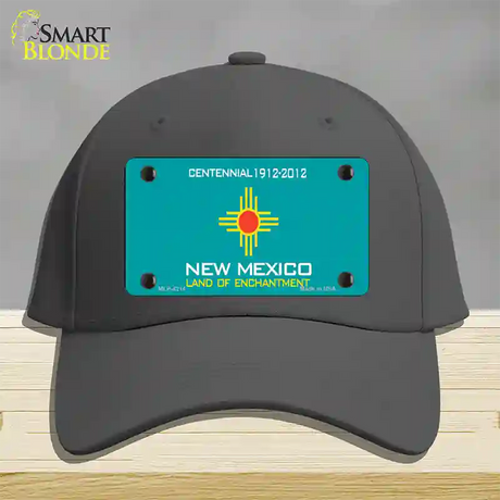 New Mexico Teal State Blank Novelty License Plate Hat Cotton / Charcoal