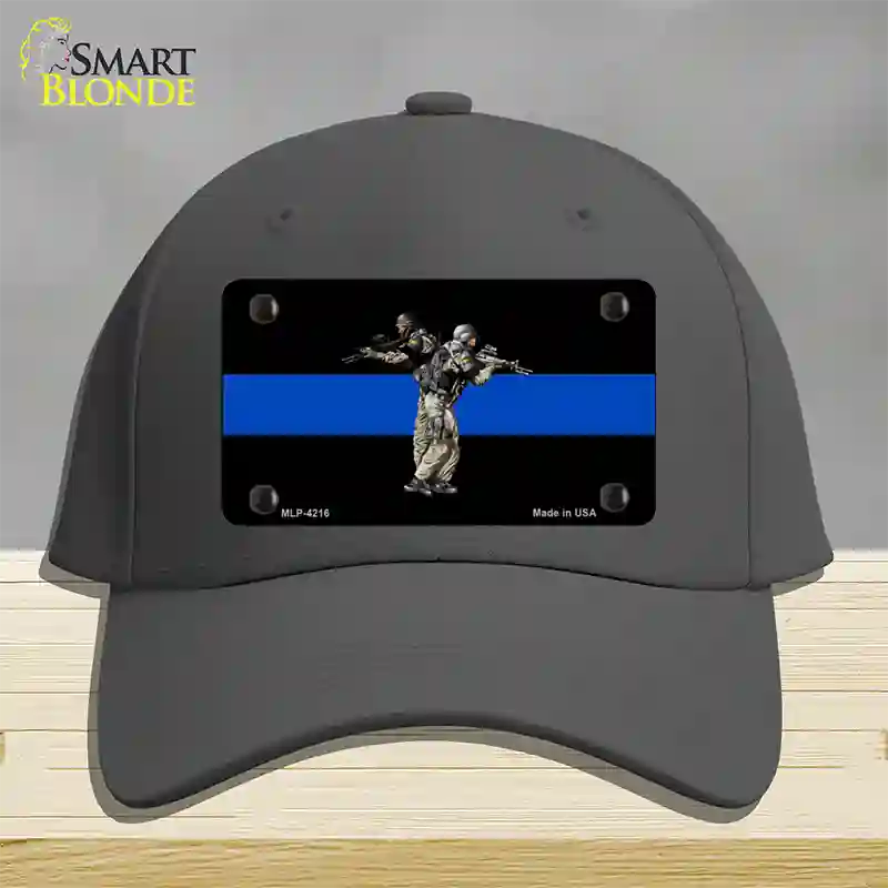 Thin Blue Line Police SWAT Novelty License Plate Hat Cotton / Charcoal