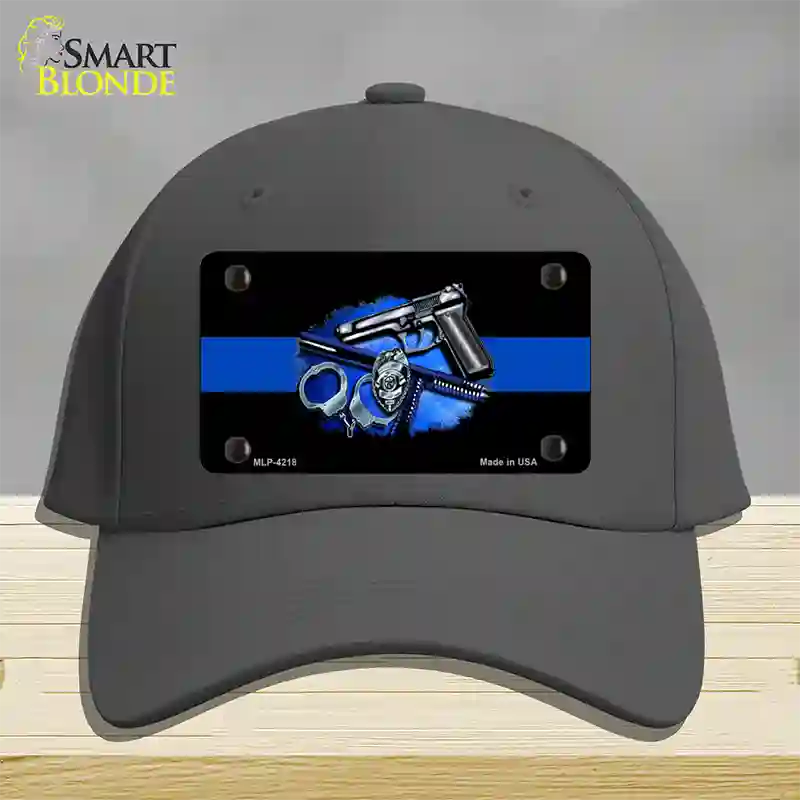 Thin Blue Line Badge Novelty License Plate Hat Cotton / Charcoal