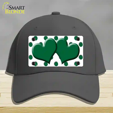 Green White Polka Dot Green Centered Hearts Novelty License Plate Hat Cotton / Charcoal