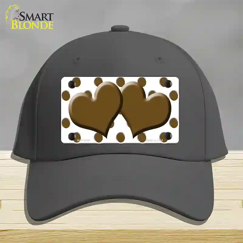 Brown White Polka Dot With Brown Centered Hearts Novelty License Plate Hat Cotton / Charcoal