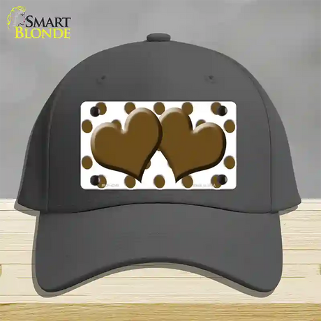 Brown White Polka Dot With Brown Centered Hearts Novelty License Plate Hat Cotton / Charcoal