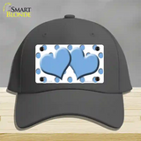 Light Blue White Polka Dot Light Blue Centered Hearts Novelty License Plate Hat Cotton / Charcoal