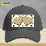 Gold White Polka Dot Gold Centered Hearts Novelty License Plate Hat Cotton / Charcoal