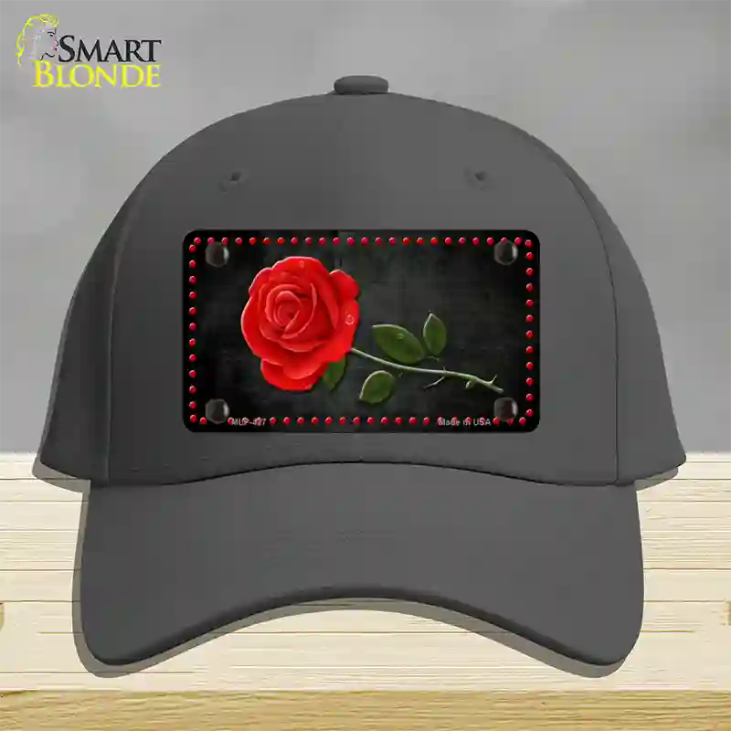 Rose Design Black Novelty License Plate Hat Cotton / Charcoal