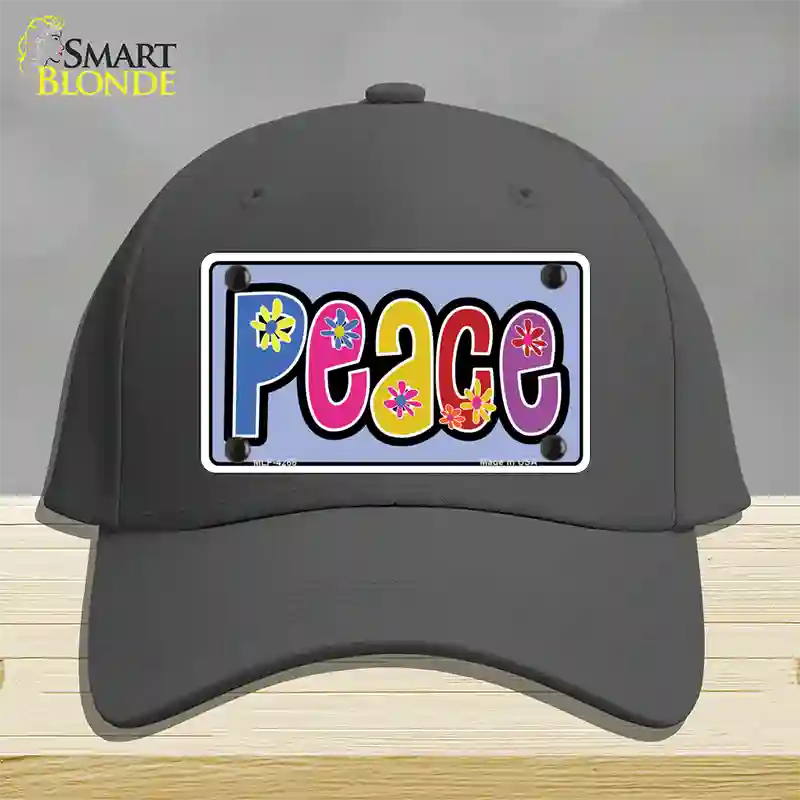 Peace And Flowers Novelty License Plate Hat Cotton / Charcoal