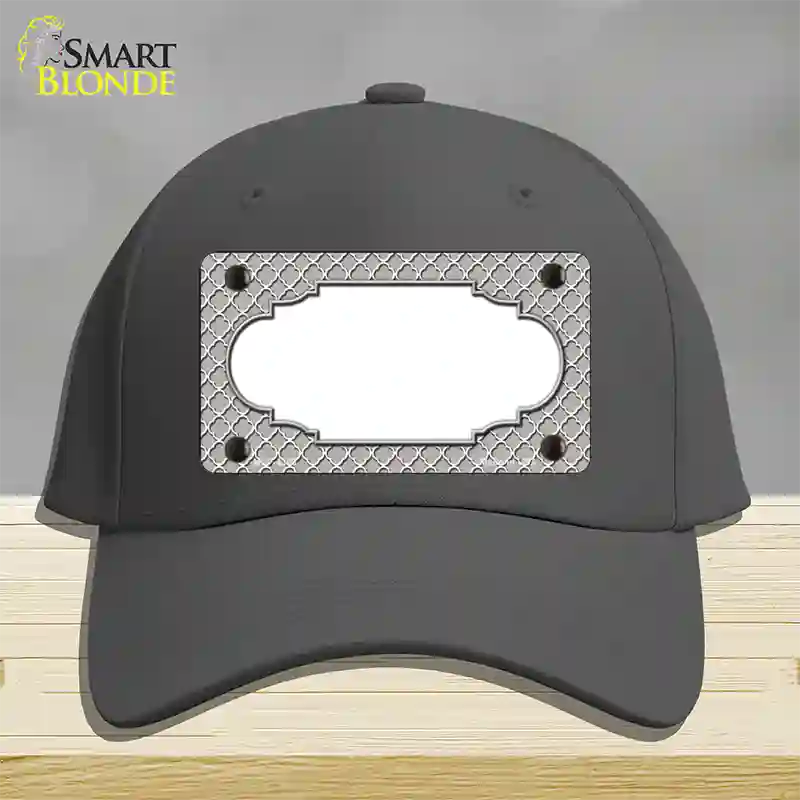 Grey White Quatrefoil Center Scallop Novelty License Plate Hat Cotton / Charcoal
