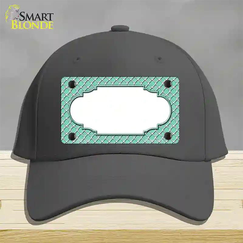 Mint White Quatrefoil Center Scallop Novelty License Plate Hat Cotton / Charcoal