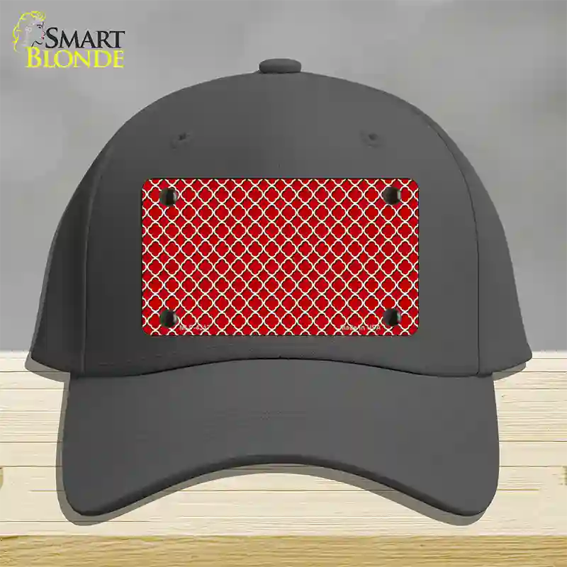Red White Quatrefoil Novelty License Plate Hat Cotton / Charcoal