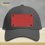 Red White Quatrefoil Novelty License Plate Hat Cotton / Charcoal