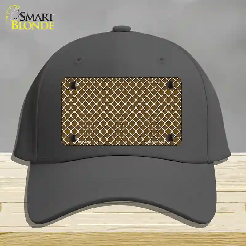Brown White Quatrefoil Novelty License Plate Hat Cotton / Charcoal