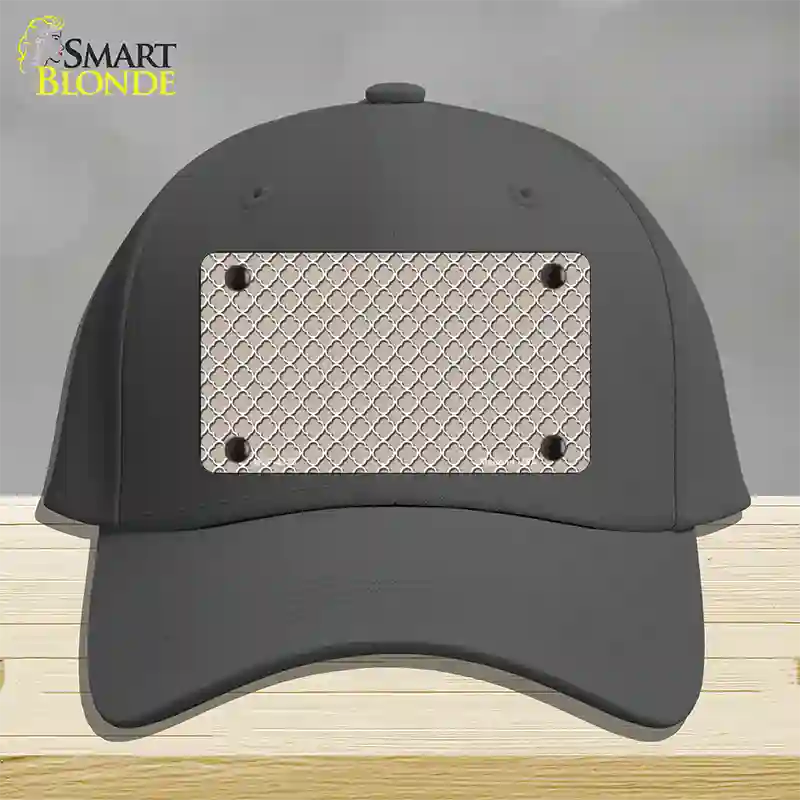 Tan White Quatrefoil Novelty License Plate Hat Cotton / Charcoal