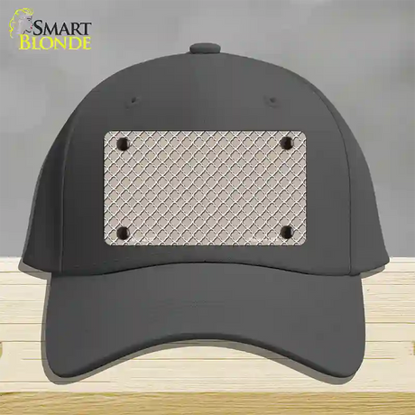 Tan White Quatrefoil Novelty License Plate Hat Cotton / Charcoal