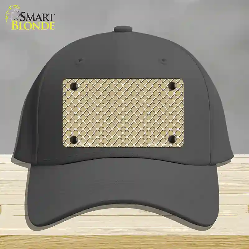 Gold White Quatrefoil Novelty License Plate Hat Cotton / Charcoal
