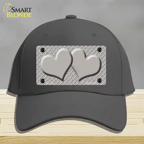 Grey White Quatrefoil Grey Center Hearts Novelty License Plate Hat Cotton / Charcoal