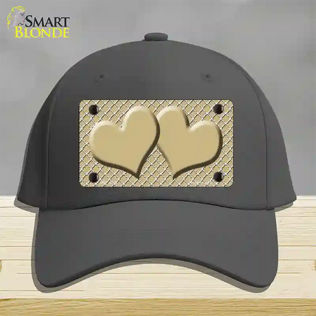 Gold White Quatrefoil Gold Center Hearts Novelty License Plate Hat Cotton / Charcoal