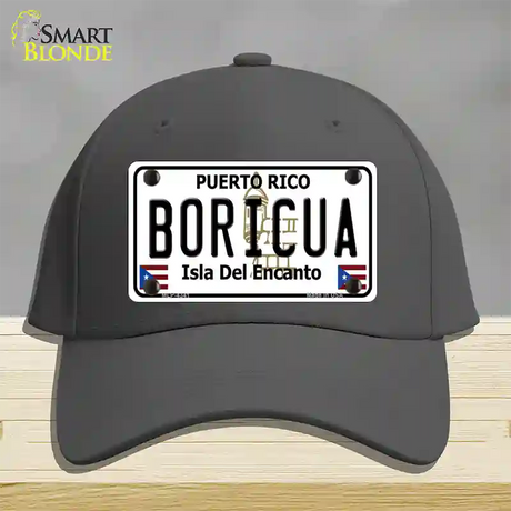 Boricua Puerto Rico Novelty License Plate Hat Cotton / Charcoal