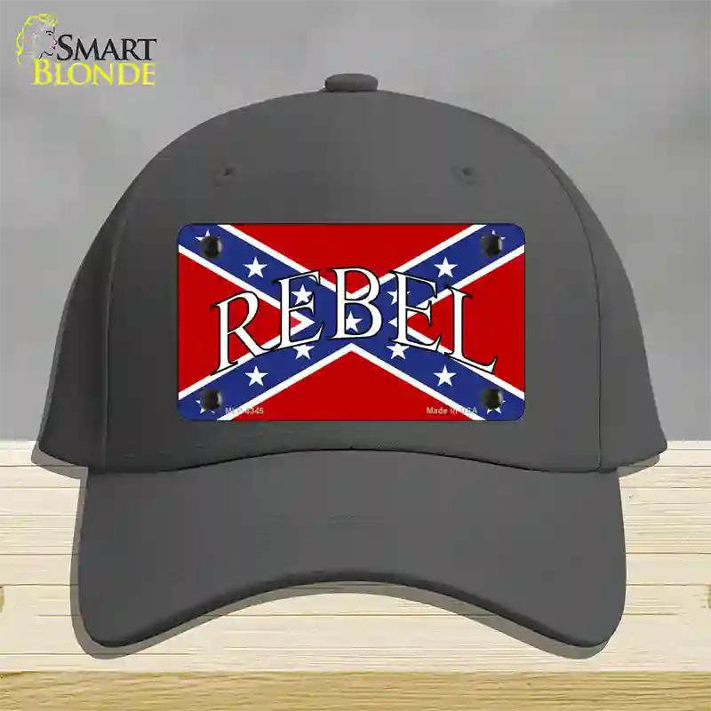 Rebel Confederate Flag Novelty License Plate Hat Cotton / Charcoal