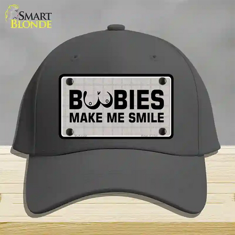 Boobies Make Me Smile Novelty License Plate Hat Cotton / Charcoal