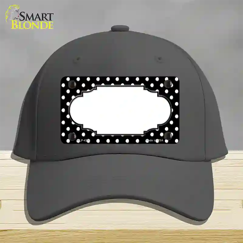 Scallop Black White Polka Dot Novelty License Plate Hat Cotton / Charcoal