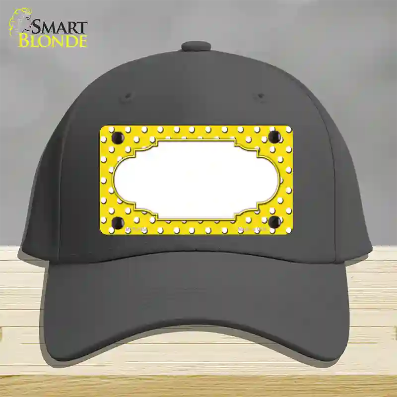 Scallop Yellow White Polka Dot Novelty License Plate Hat Cotton / Charcoal