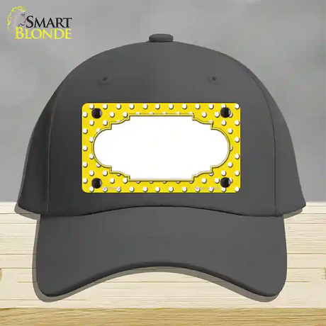 Scallop Yellow White Polka Dot Novelty License Plate Hat Cotton / Charcoal