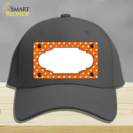 Scallop Orange White Polka Dot Novelty License Plate Hat Cotton / Charcoal