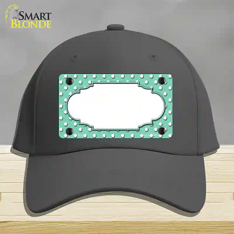 Scallop Mint White Polka Dot Novelty License Plate Hat Cotton / Charcoal