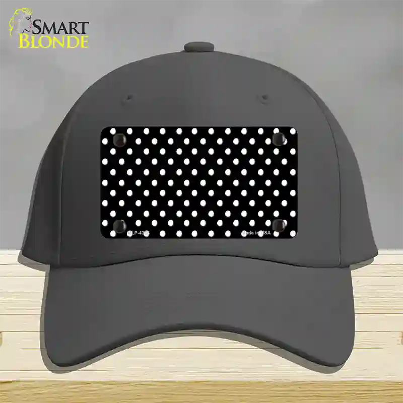 Black Polka Dot Novelty License Plate Hat Cotton / Charcoal