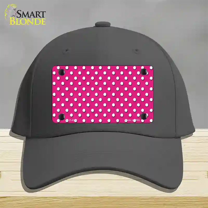 Pink Polka Dot Novelty License Plate Hat Cotton / Charcoal