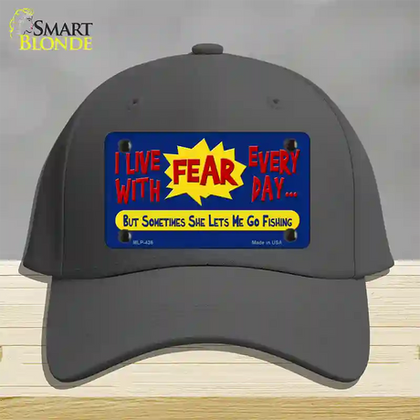 I Live With Fear Novelty License Plate Hat Cotton / Charcoal