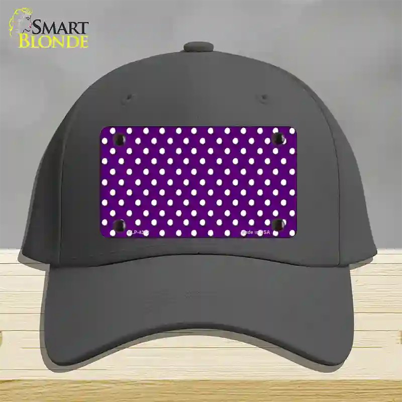 Purple Polka Dot Novelty License Plate Hat Cotton / Charcoal