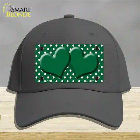 Green White Polka Dot Center Hearts Novelty License Plate Hat Cotton / Charcoal