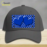 Blue White Polka Dot Center Hearts Novelty License Plate Hat Cotton / Charcoal