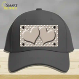 Tan White Polka Dot Center Hearts Novelty License Plate Hat Cotton / Charcoal