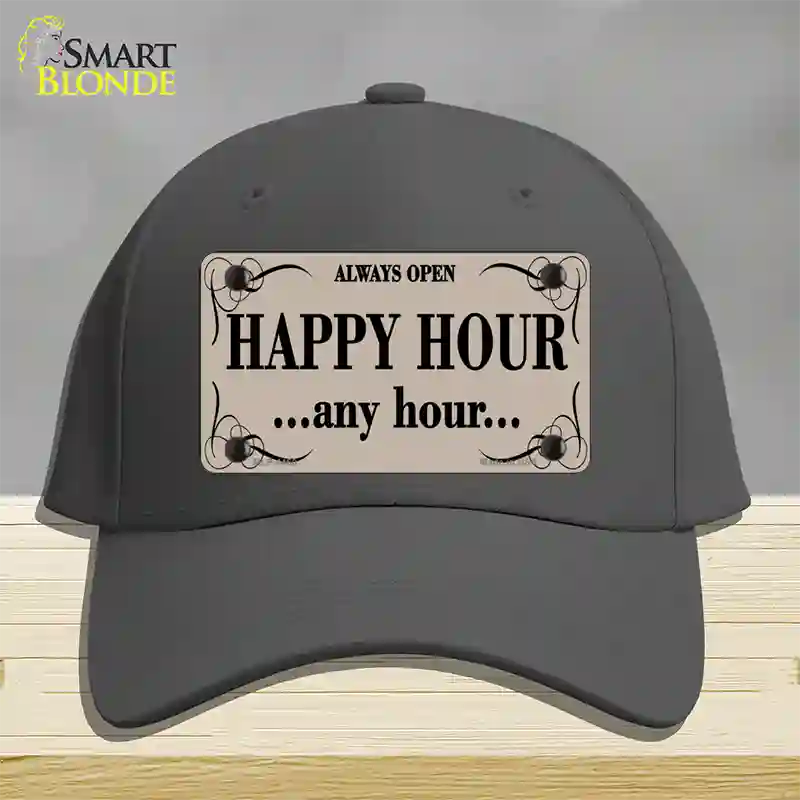 Happy Hour Any Hour Novelty License Plate Hat Cotton / Charcoal