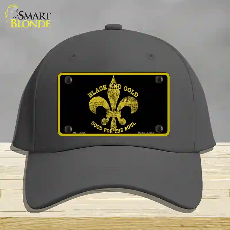 Saints Fleur De Lis Black Novelty License Plate Hat Cotton / Charcoal