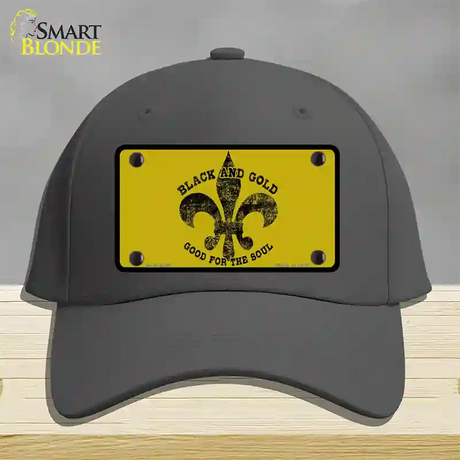 Saints Fleur De Lis Gold Novelty License Plate Hat Cotton / Charcoal